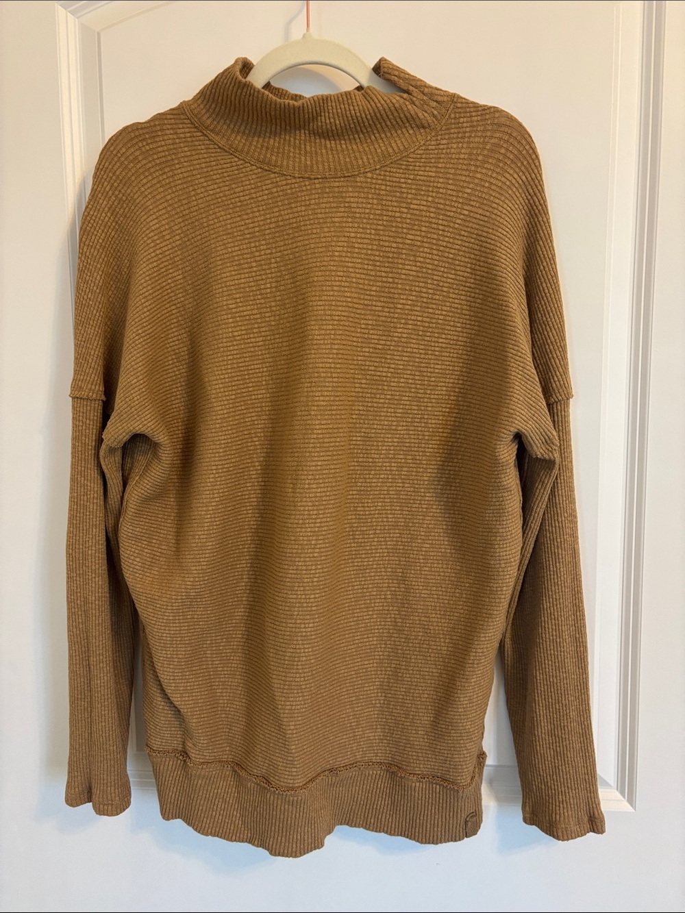 Free People- We The Free Mock Neck Ribbed Oversized Thermal Camel Tunic - XS